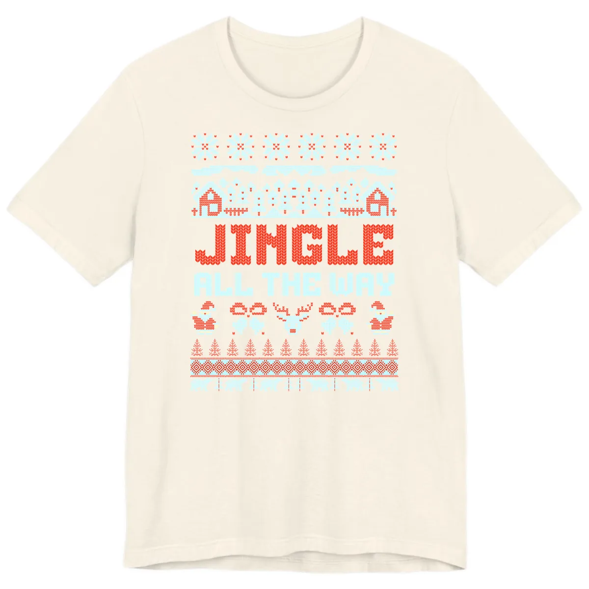 Jingle All The Way Ugly Christmas Sweater Premium T-Shirt in Natural
