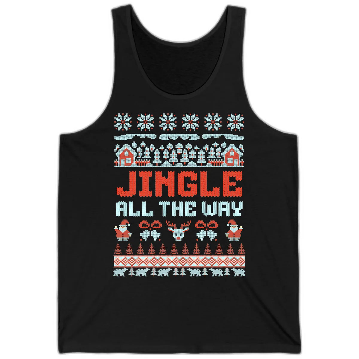Jingle All The Way Ugly Christmas Sweater Tank in Black