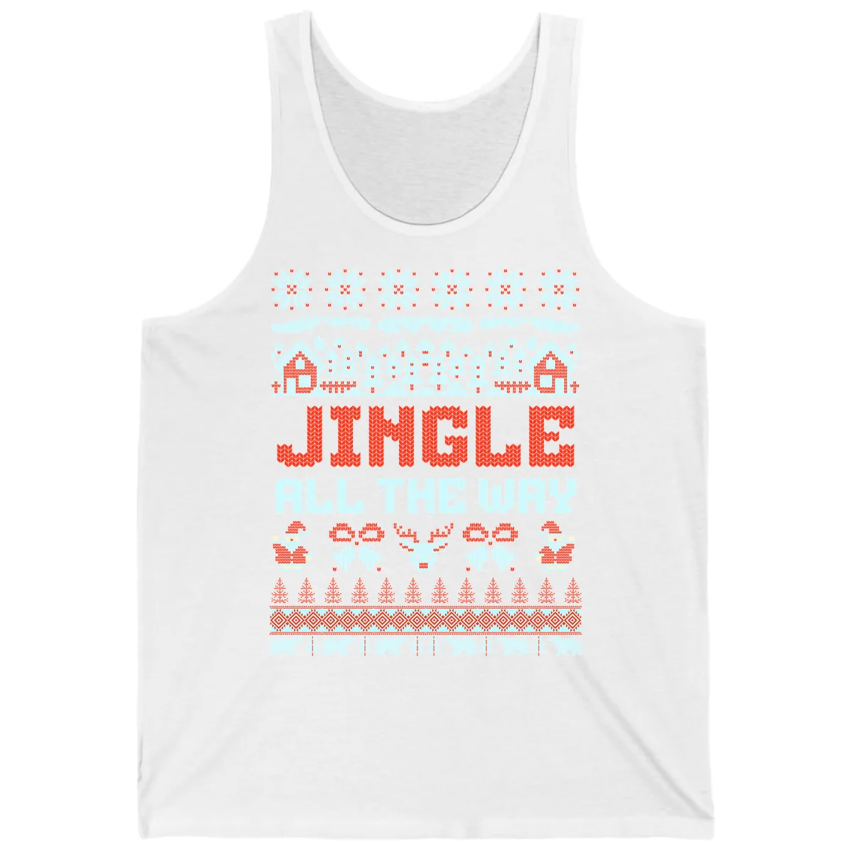 Jingle All The Way Ugly Christmas Sweater Tank in White