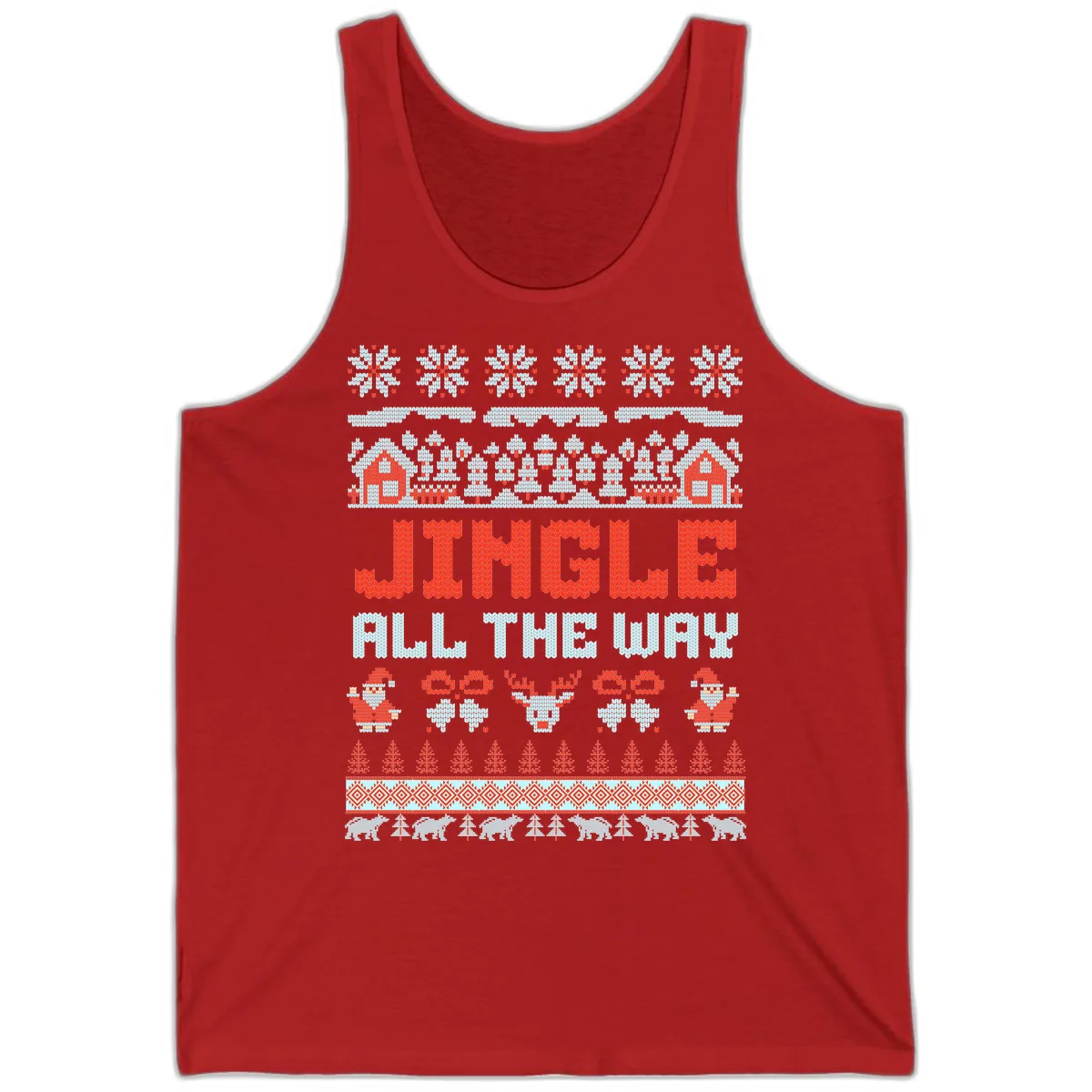 Jingle All The Way Ugly Christmas Sweater Tank in Red