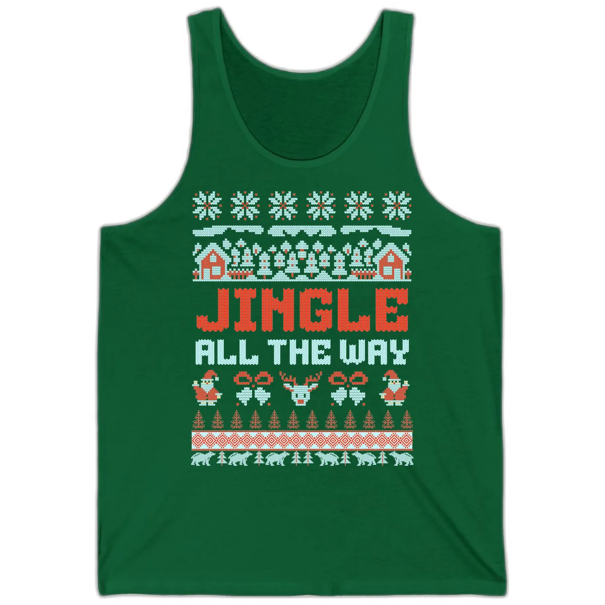 Jingle All The Way Ugly Christmas Sweater Tank in Kelly