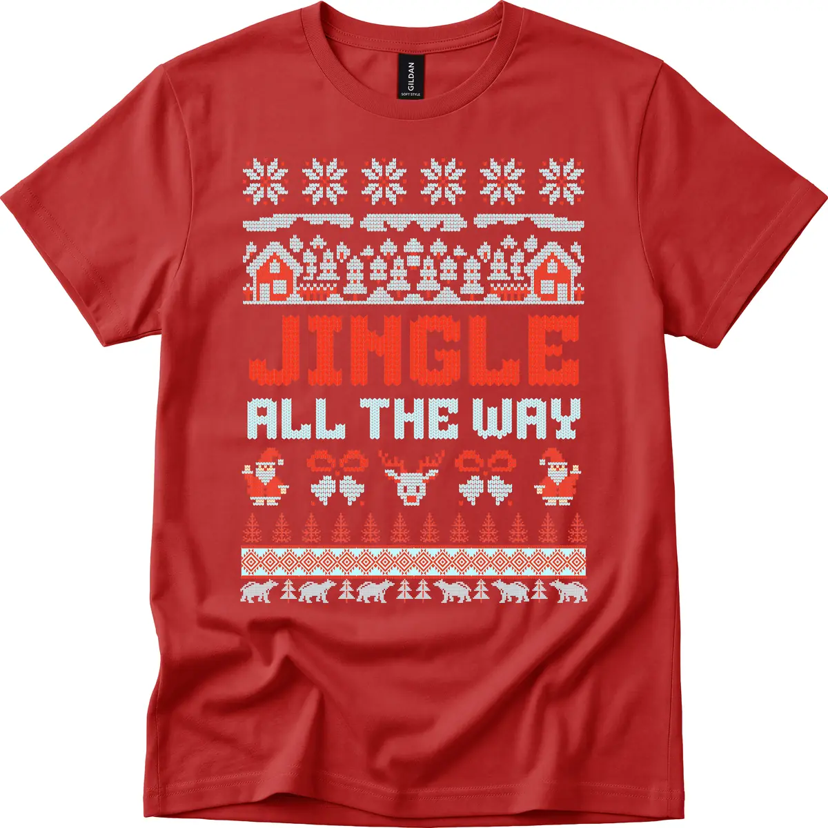 Jingle All The Way Ugly Christmas Sweater T-Shirt in Red