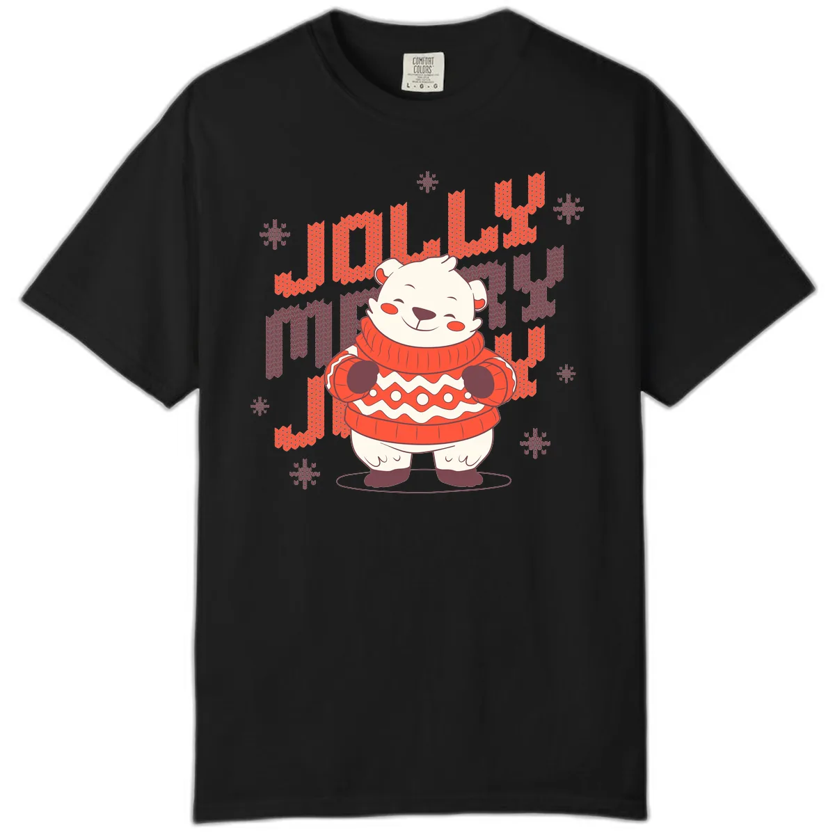 Jolly Merry Polar Bear Sweater Comfort Color in Black