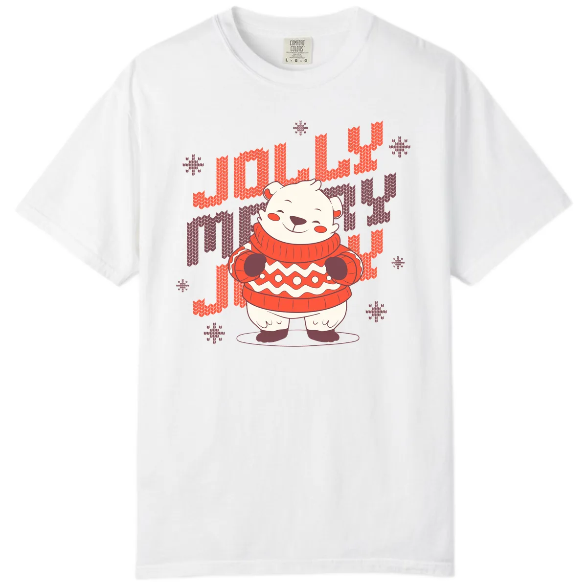 Jolly Merry Polar Bear Sweater Comfort Color in White