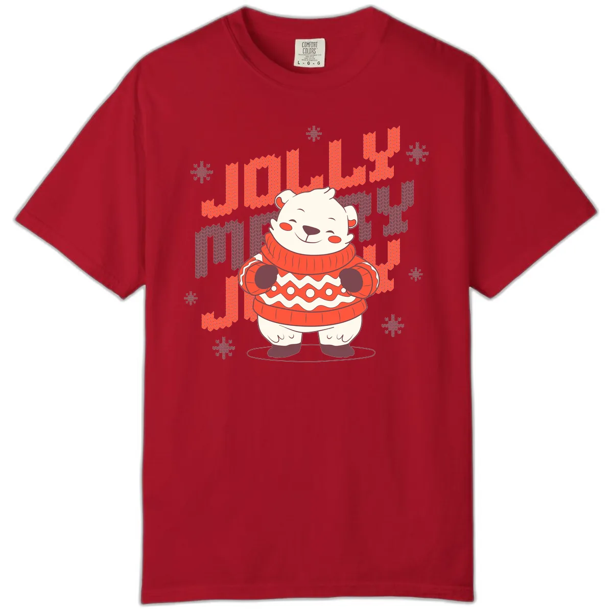 Jolly Merry Polar Bear Sweater Comfort Color in Red