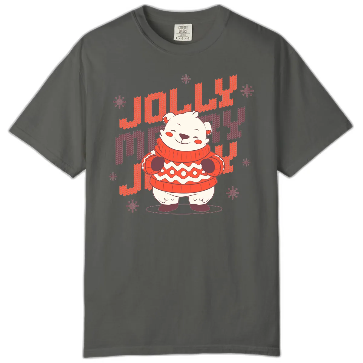 Jolly Merry Polar Bear Sweater Comfort Color in Pepper