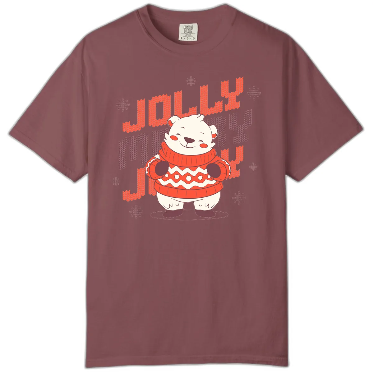 Jolly Merry Polar Bear Sweater Comfort Color in Brick