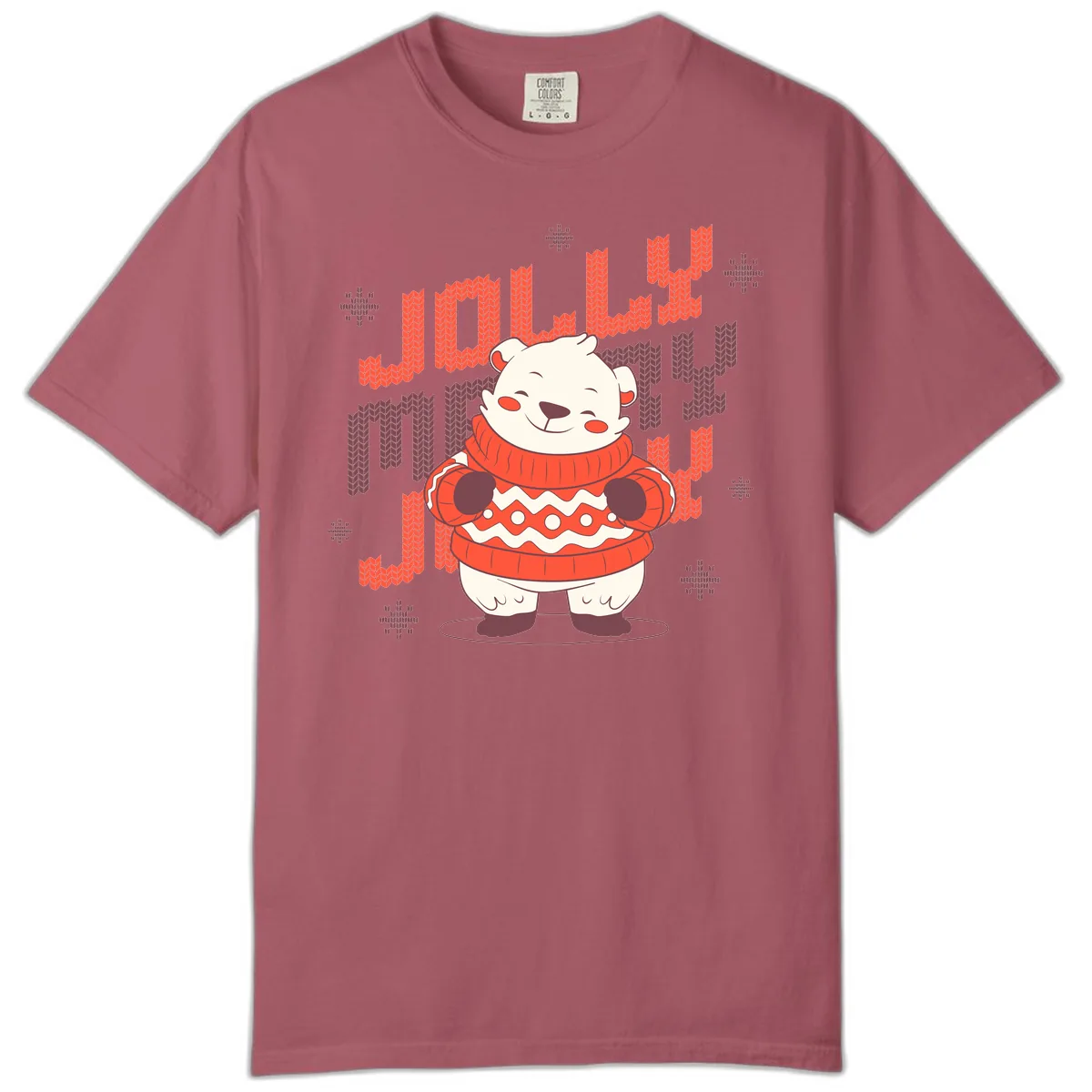 Jolly Merry Polar Bear Sweater Comfort Color in Crimson