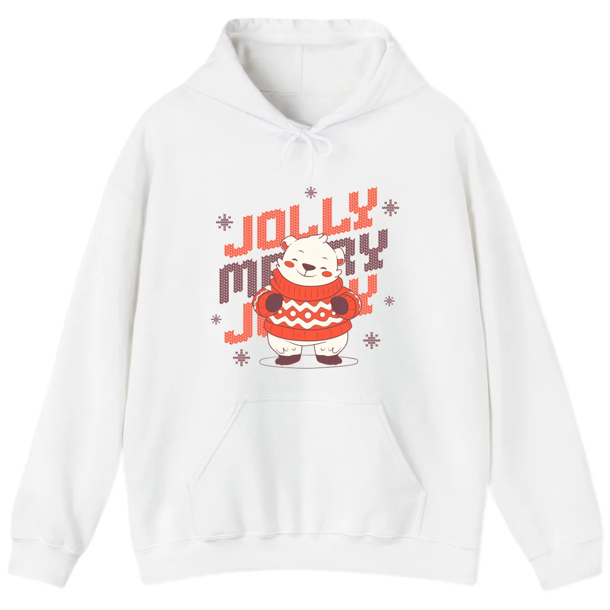 Jolly Merry Polar Bear Sweater Hoodie in White