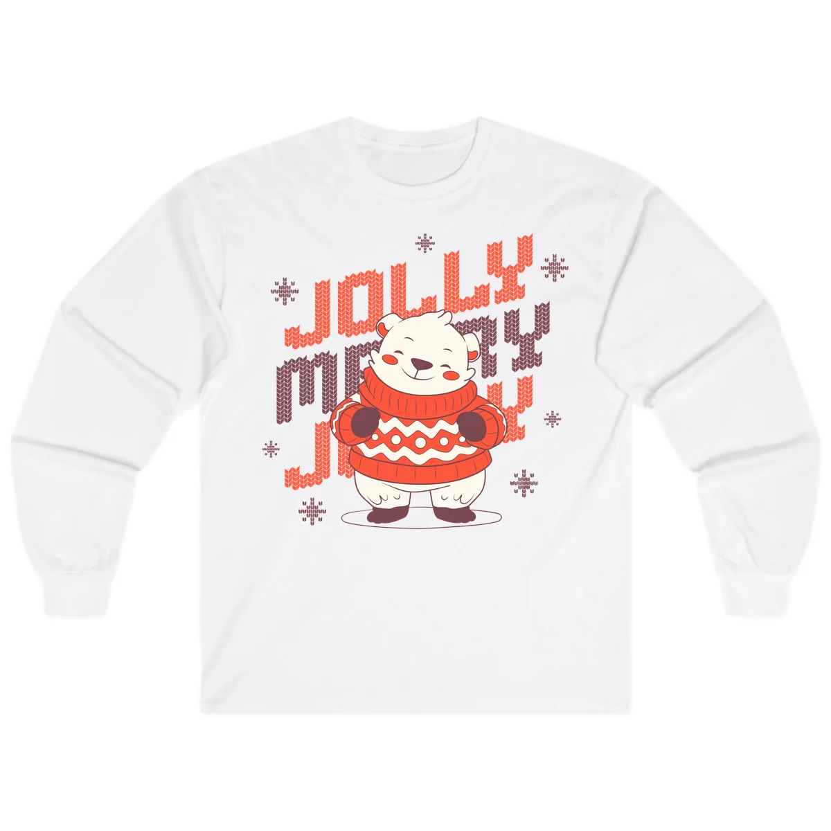 Jolly Merry Polar Bear Sweater Long Sleeve in White
