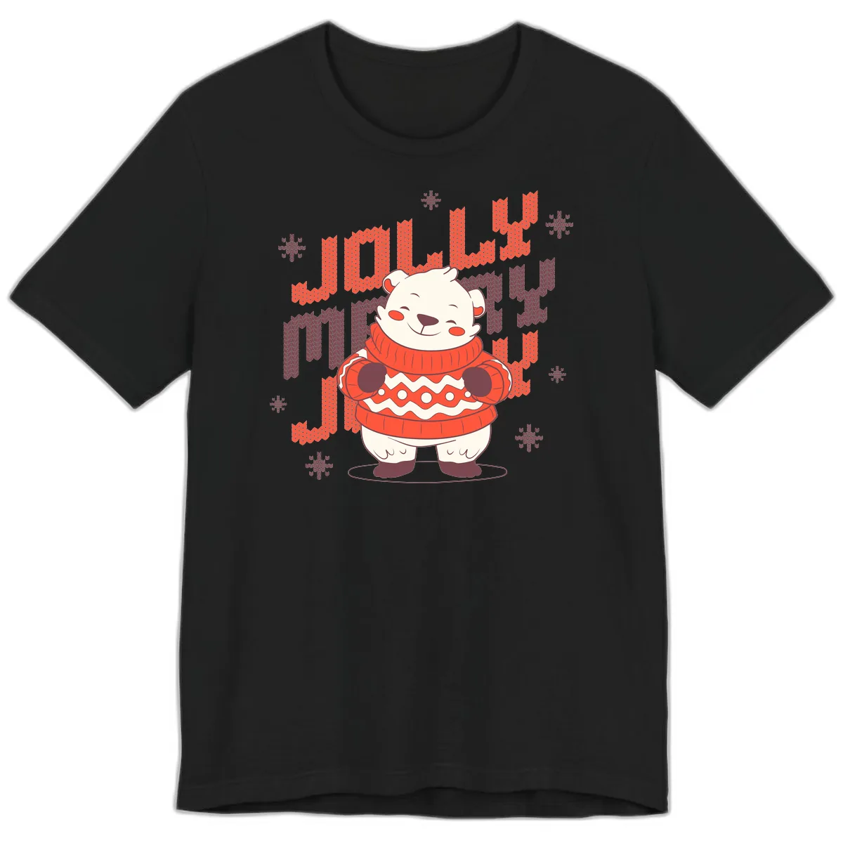 Jolly Merry Polar Bear Sweater Premium T-Shirt in Black