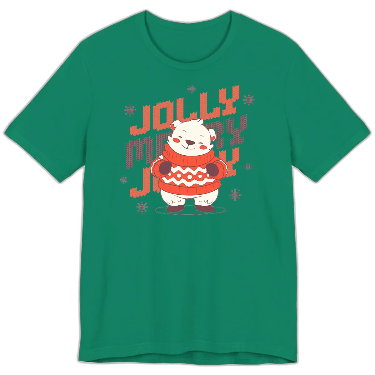 Jolly Merry Polar Bear Sweater Premium T-Shirt in Kelly
