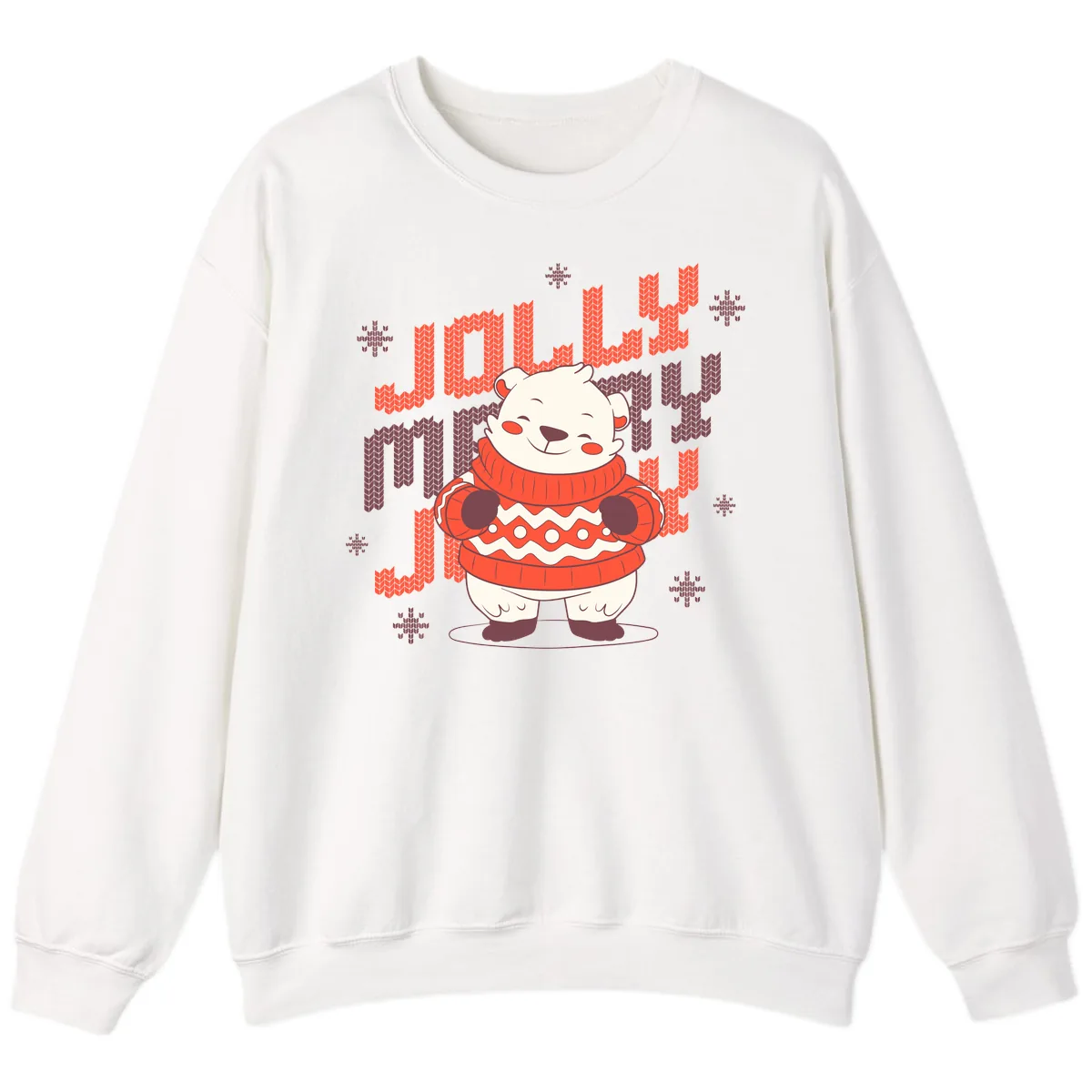 Jolly Merry Polar Bear Sweater Sweatshirt in White