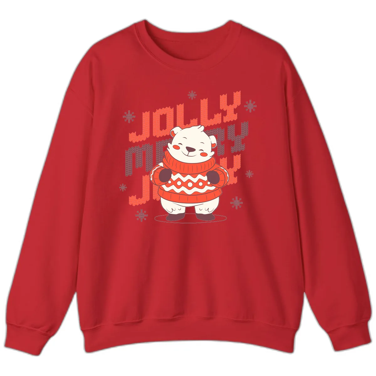 Jolly Merry Polar Bear Sweater Sweatshirt in Red