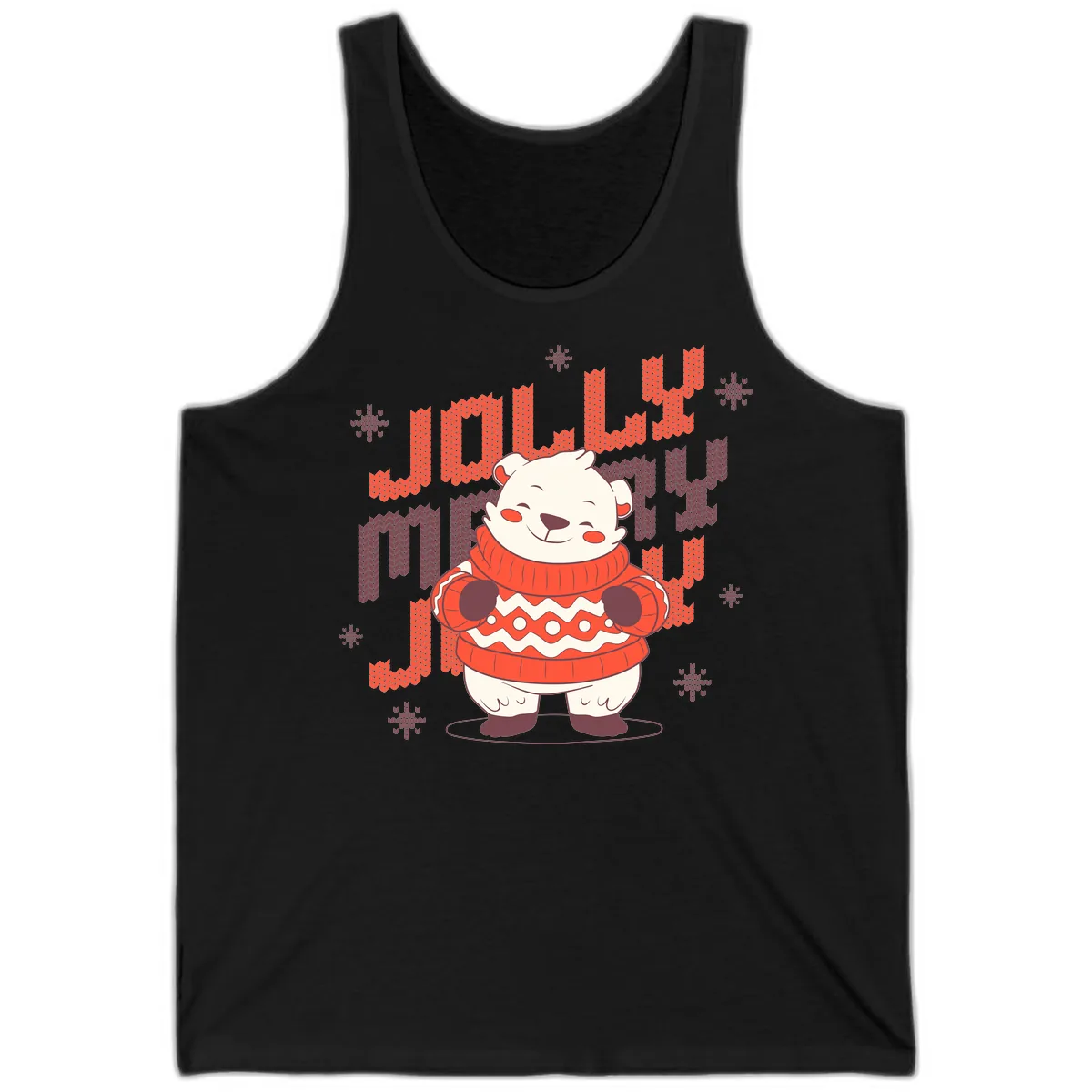Jolly Merry Polar Bear Sweater Tank in Black