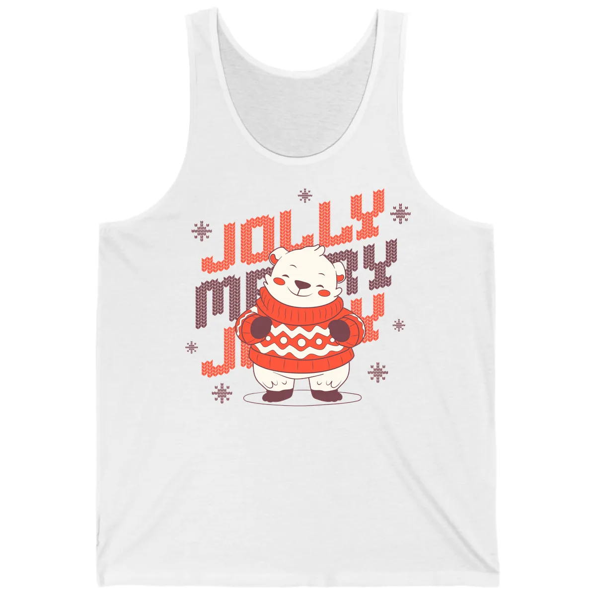 Jolly Merry Polar Bear Sweater Tank in White