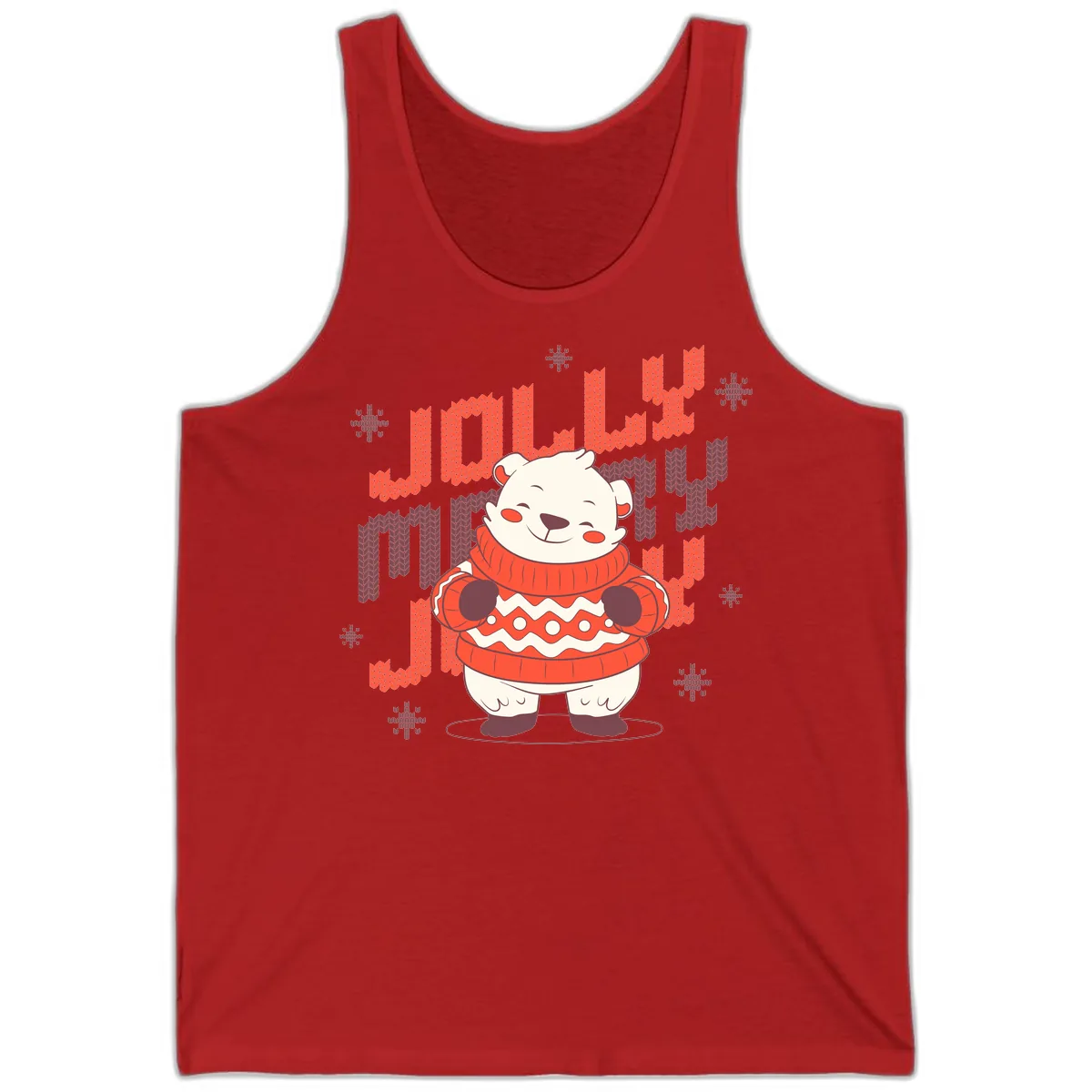 Jolly Merry Polar Bear Sweater Tank in Red
