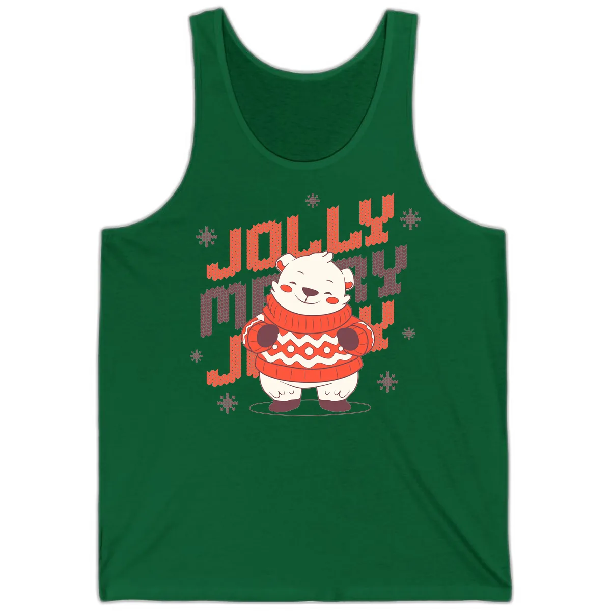 Jolly Merry Polar Bear Sweater Tank in Kelly