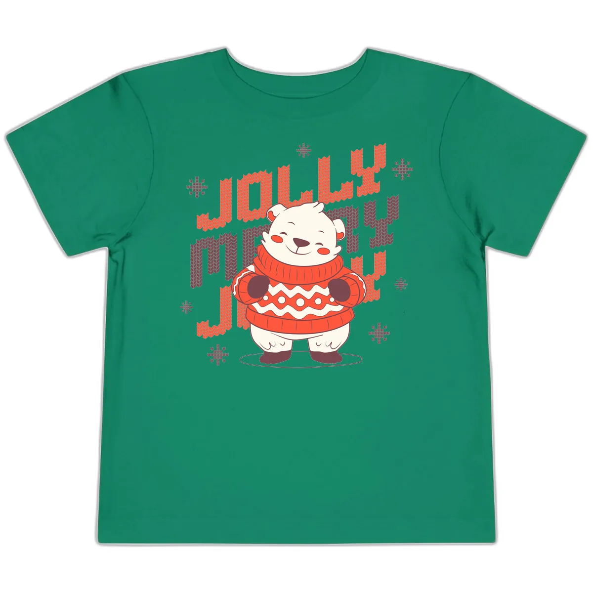 Jolly Merry Polar Bear Sweater Toddler T-Shirt in Kelly
