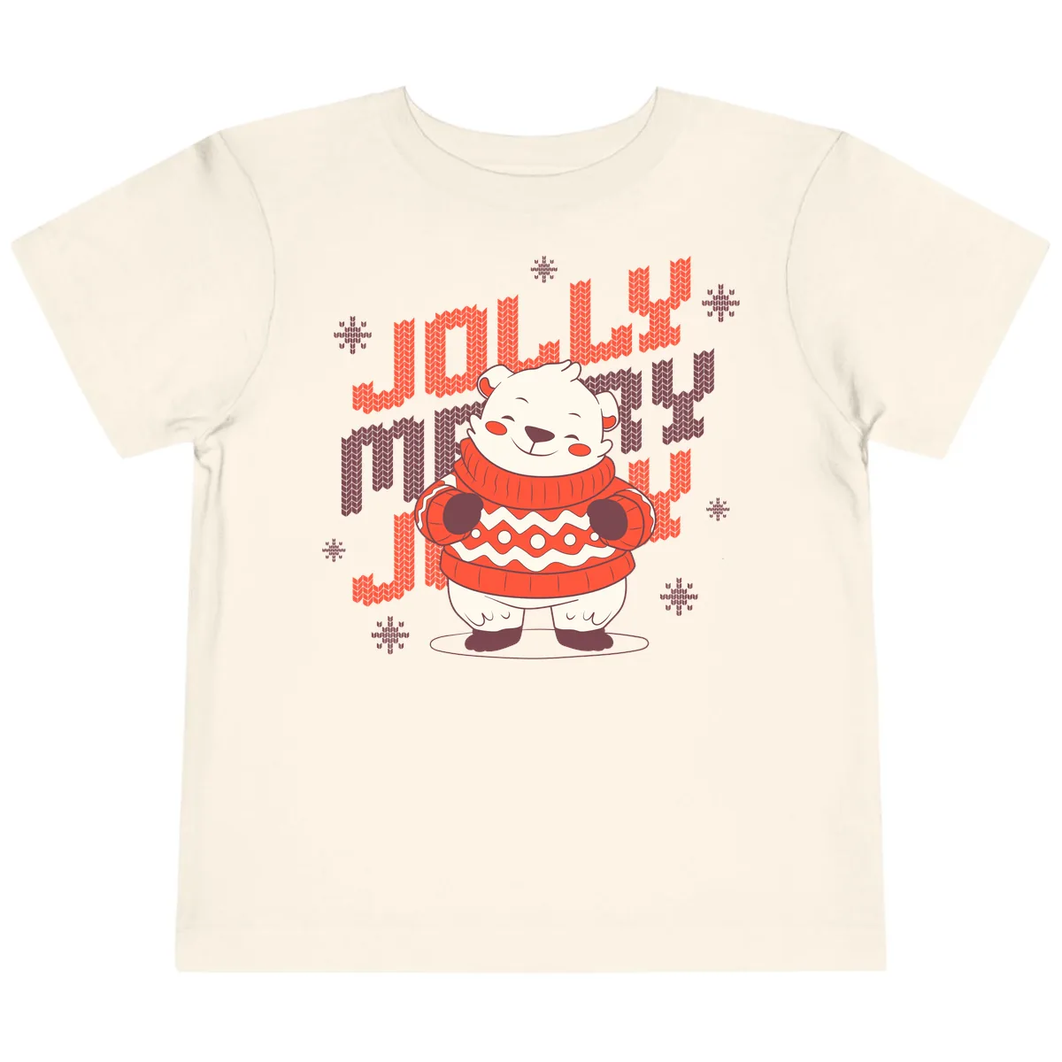 Jolly Merry Polar Bear Sweater Toddler T-Shirt in Natural