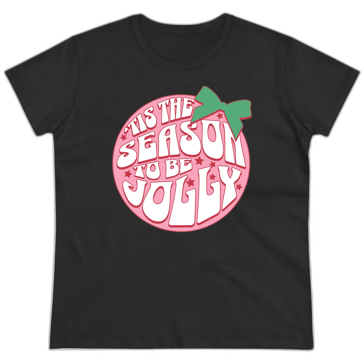 Tis The Season To Be Jolly Ladies Tee in Black