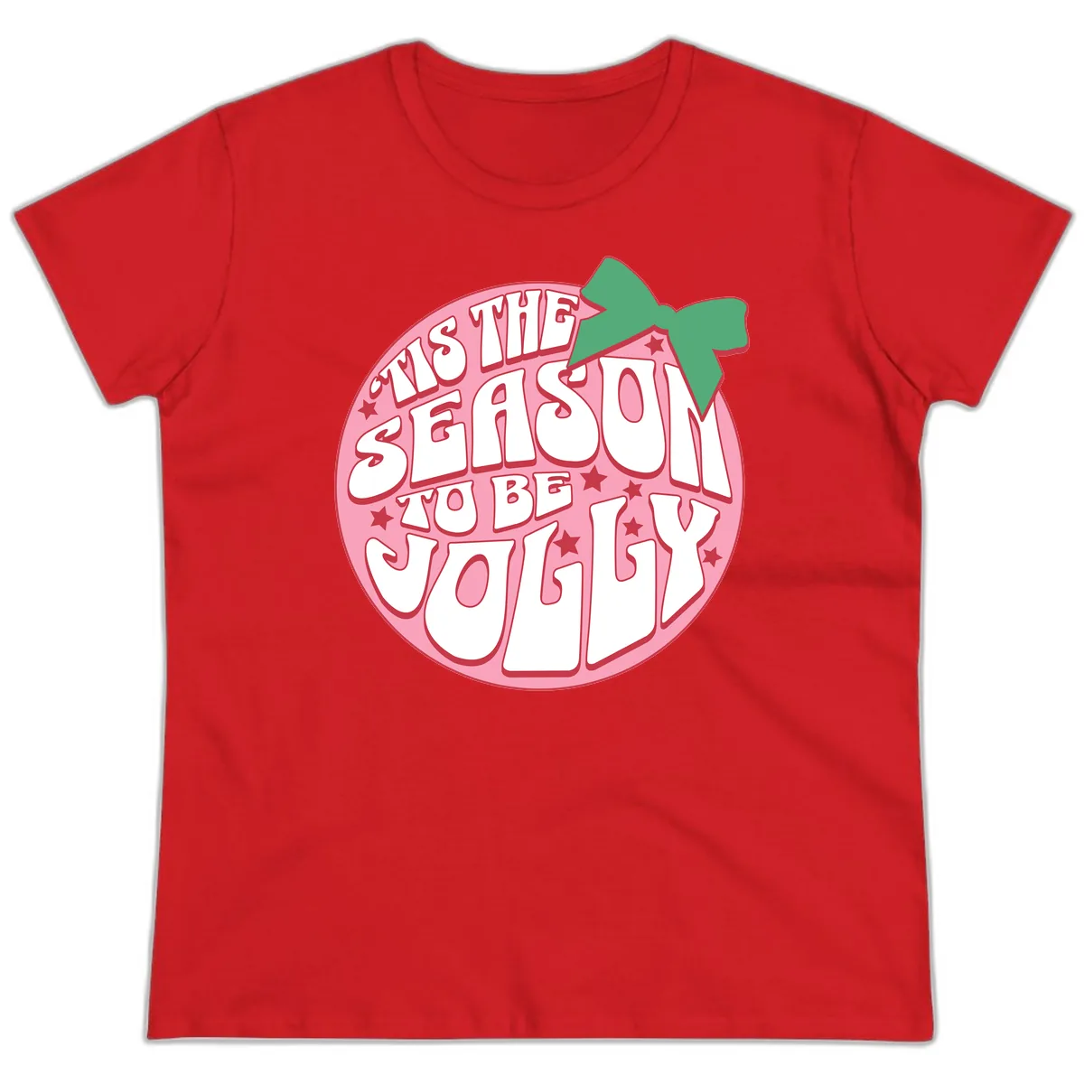 Tis The Season To Be Jolly Ladies Tee in Red