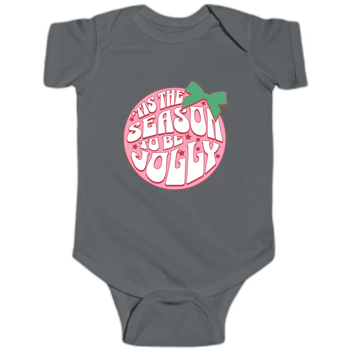 Tis The Season To Be Jolly Baby Onesie in Charcoal