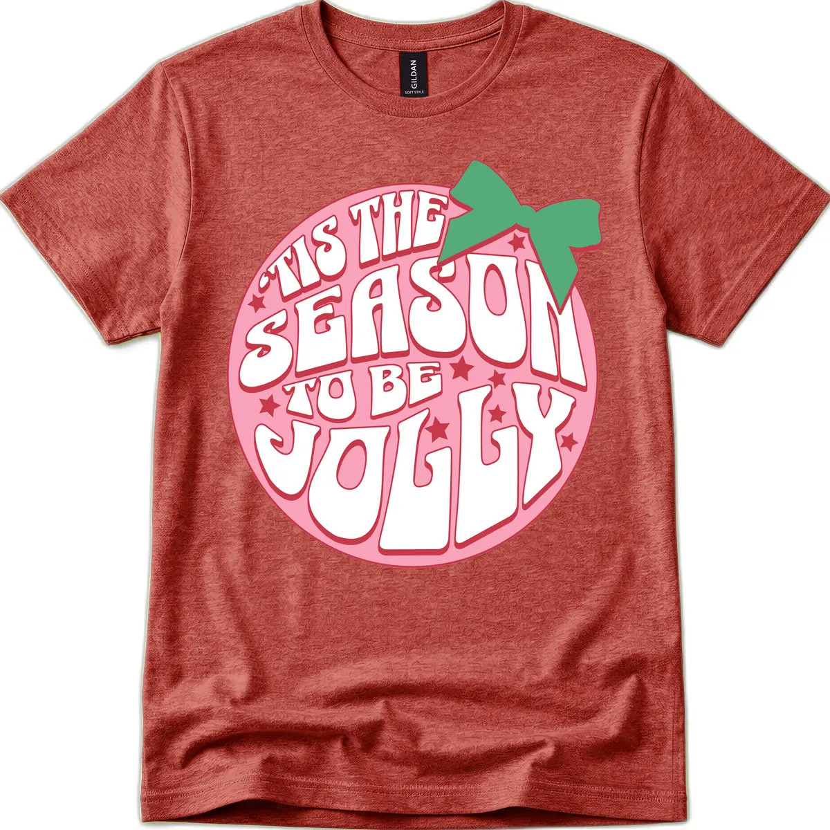 Tis The Season To Be Jolly T-Shirt in Heather Cardinal
