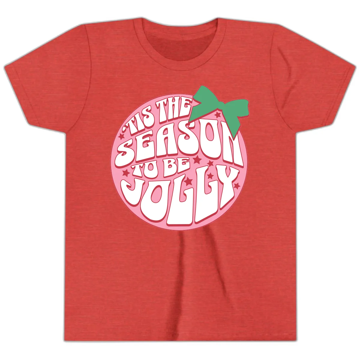 Tis The Season To Be Jolly Youth T-Shirt in Heather Red