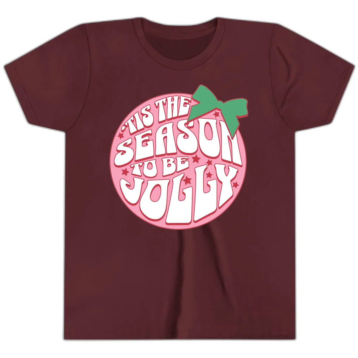 Tis The Season To Be Jolly Youth T-Shirt in Maroon