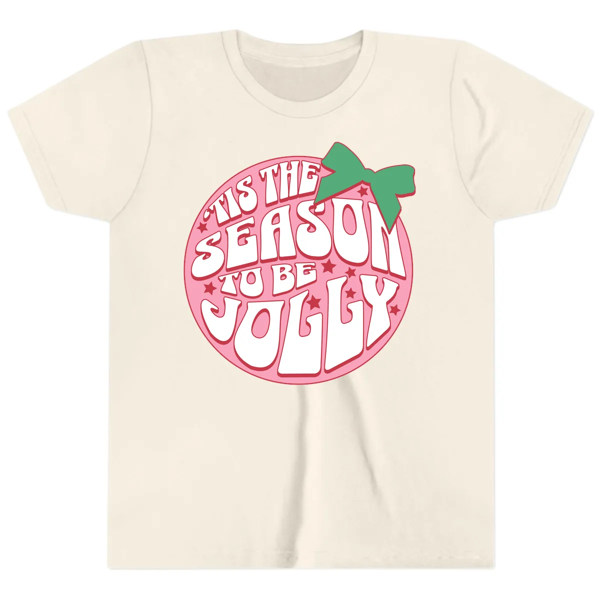 Tis The Season To Be Jolly Youth T-Shirt in Natural