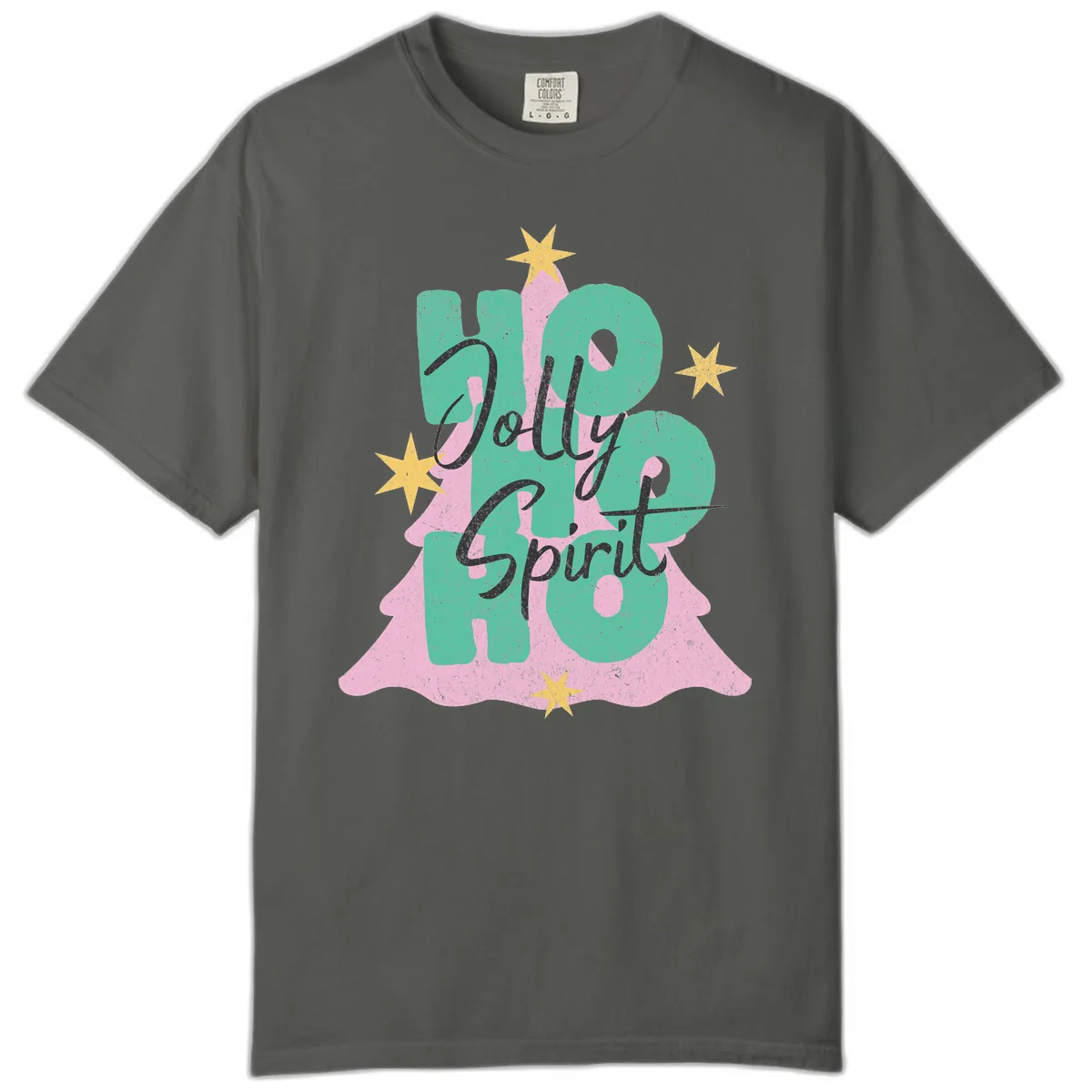 Jolly Ho Ho Spirit Christmas Tree Comfort Color in Pepper