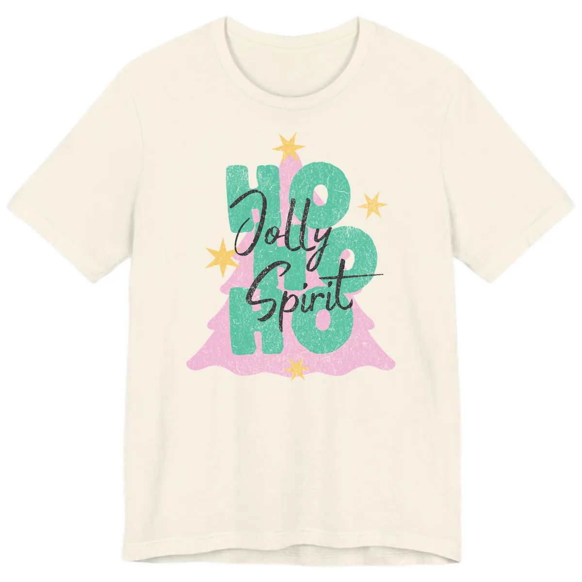 Jolly Ho Ho Spirit Christmas Tree Premium T-Shirt in Natural