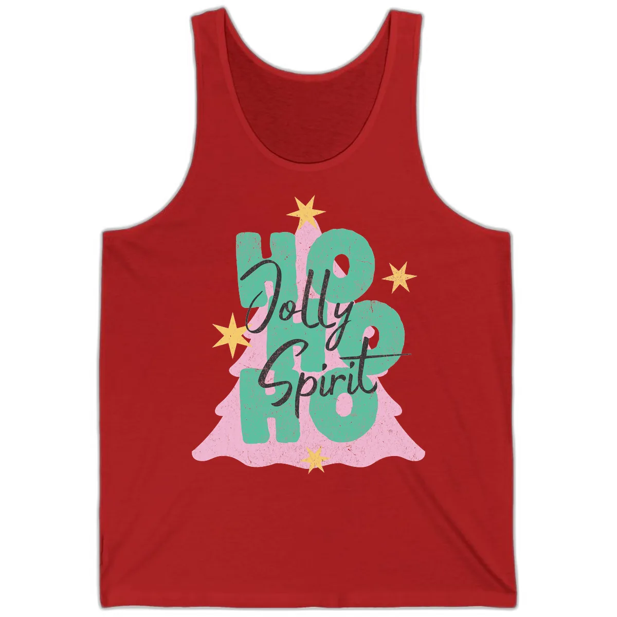 Jolly Ho Ho Spirit Christmas Tree Tank in Red