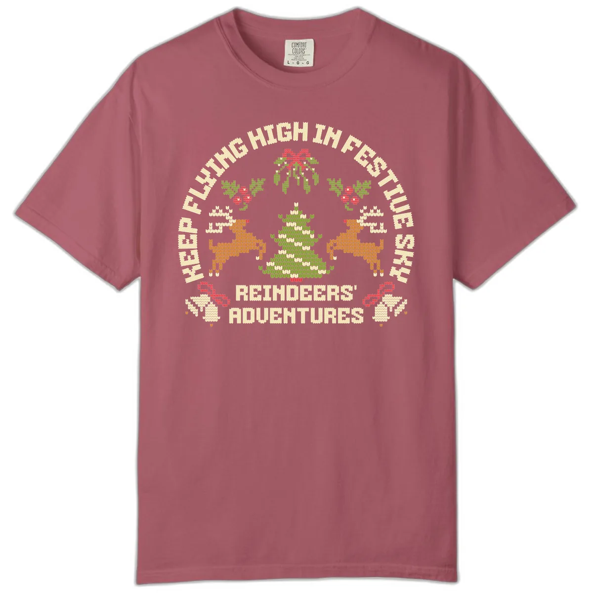 Reindeers' Adventures Festivus Flying High Comfort Color in Crimson