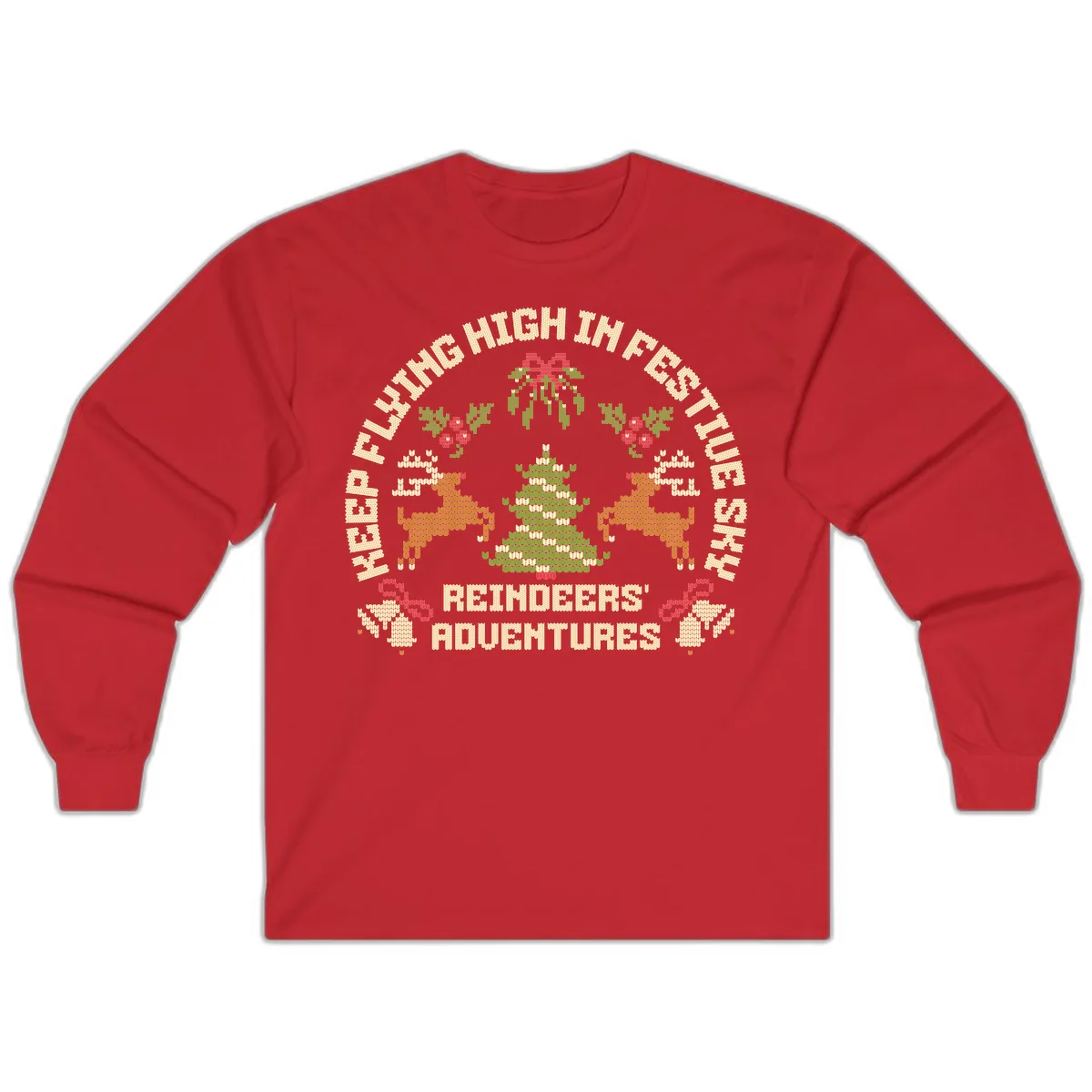 Reindeers' Adventures Festivus Flying High Long Sleeve in Red
