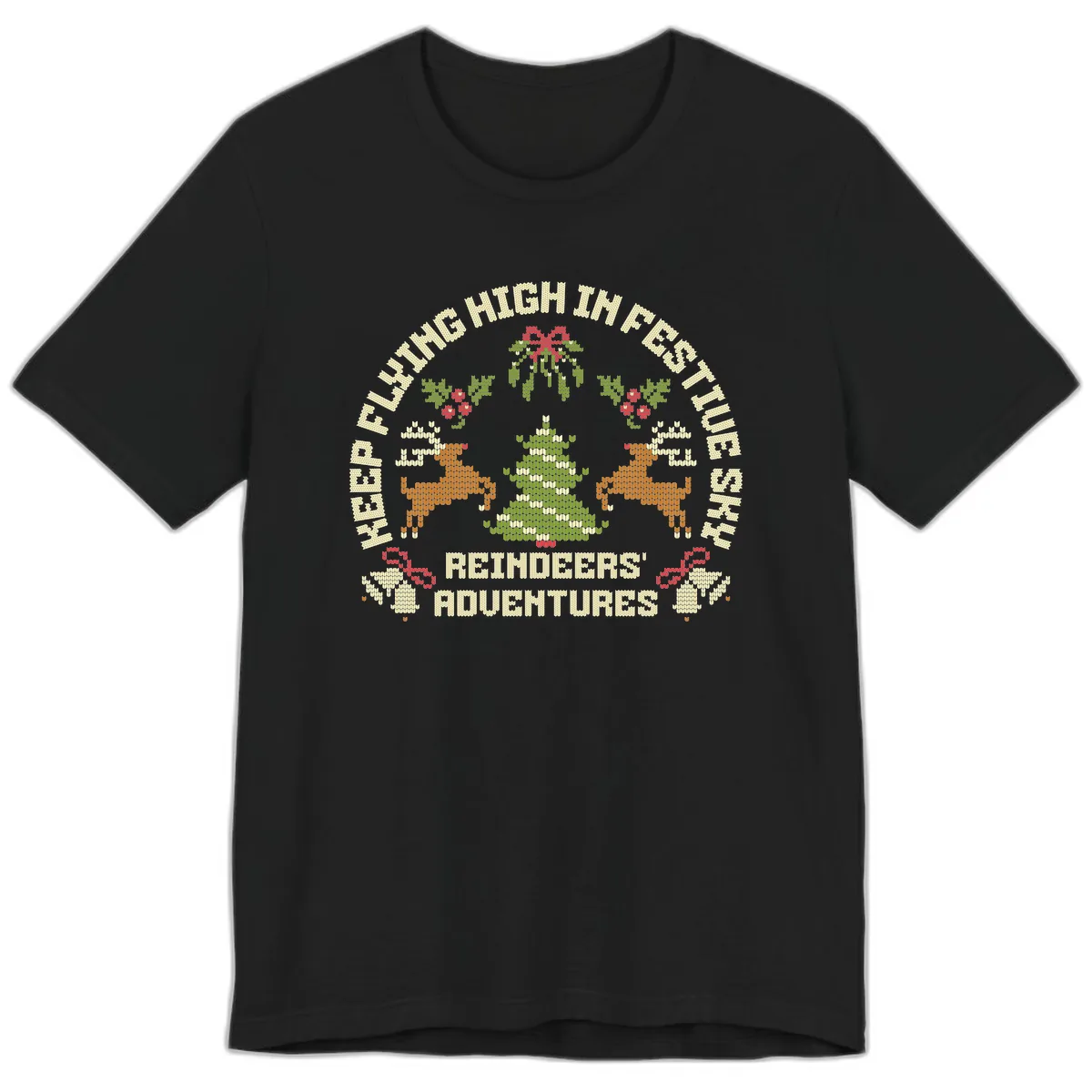 Reindeers' Adventures Festivus Flying High Premium T-Shirt in Black