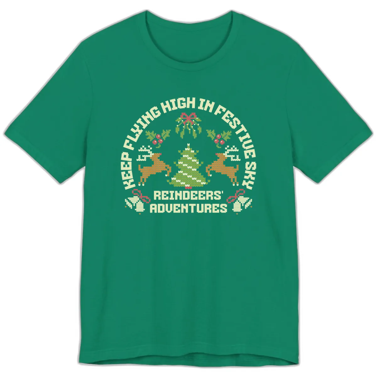 Reindeers' Adventures Festivus Flying High Premium T-Shirt in Kelly