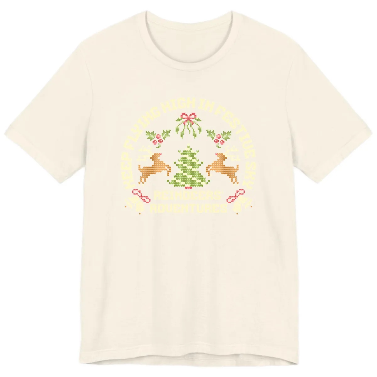 Reindeers' Adventures Festivus Flying High Premium T-Shirt in Natural