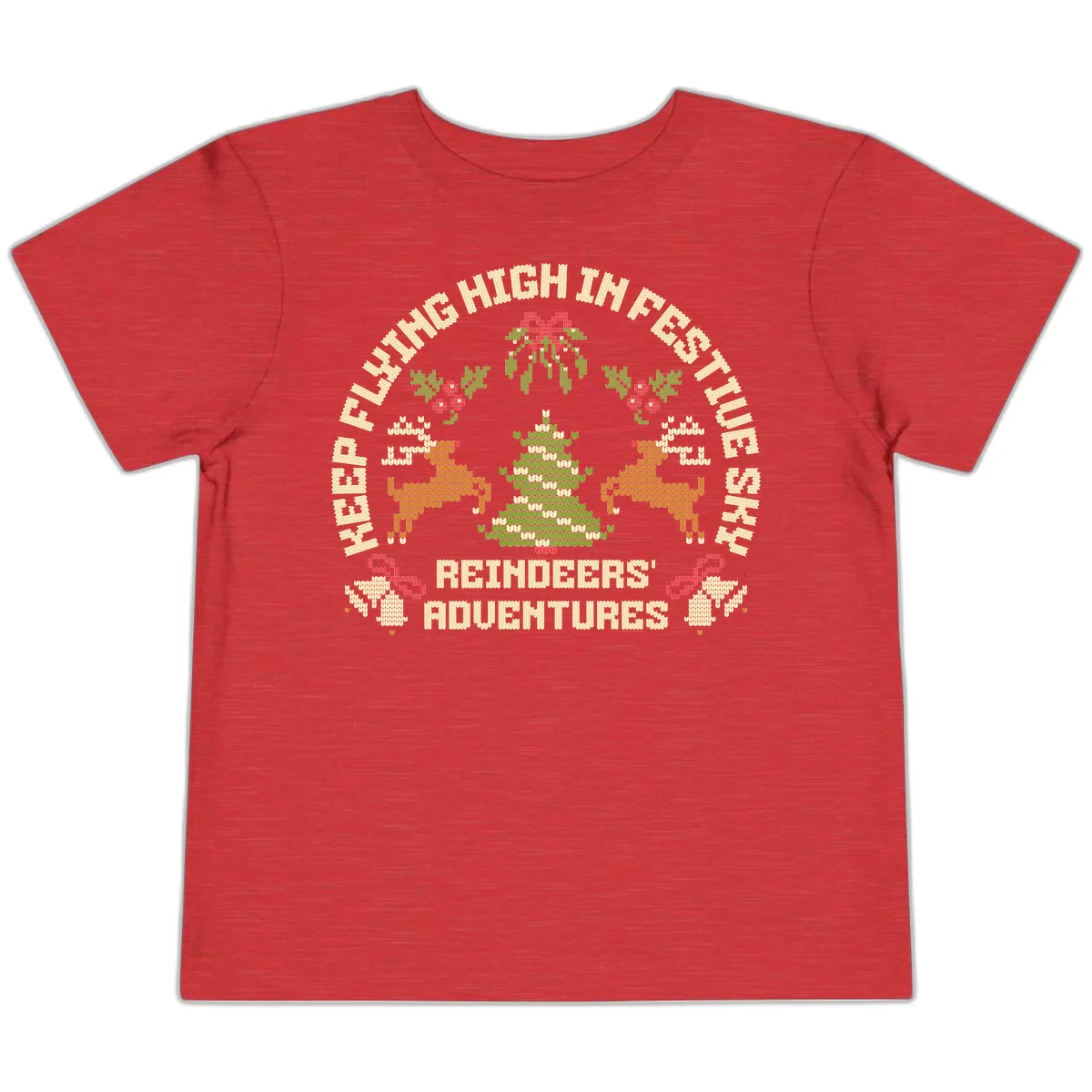 Reindeers' Adventures Festivus Flying High Toddler T-Shirt in Heather Red