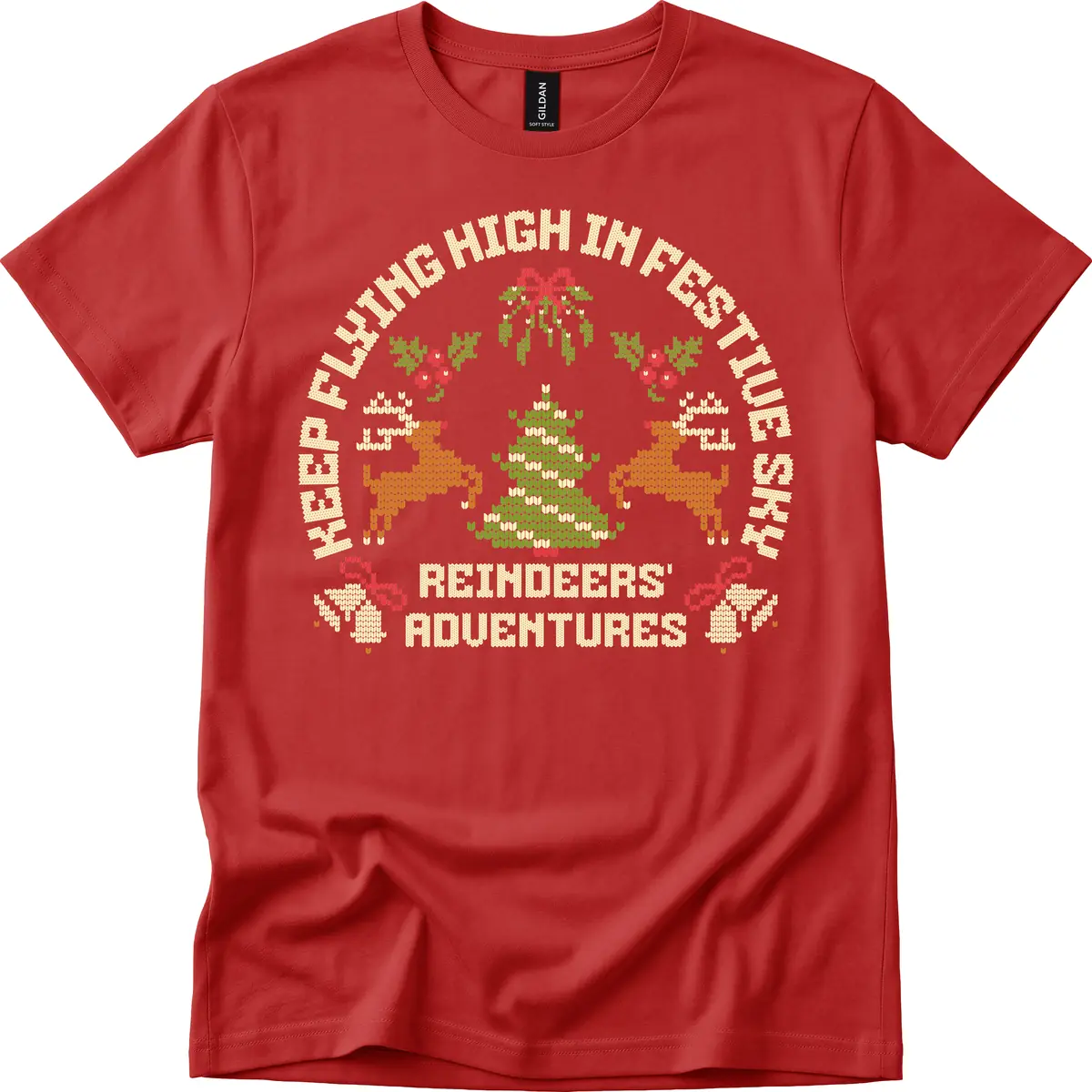 Reindeers' Adventures Festivus Flying High T-Shirt in Red