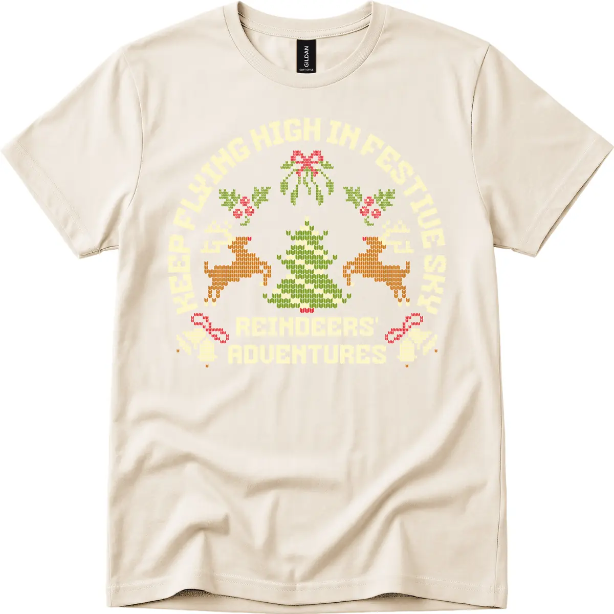 Reindeers' Adventures Festivus Flying High T-Shirt in Natural