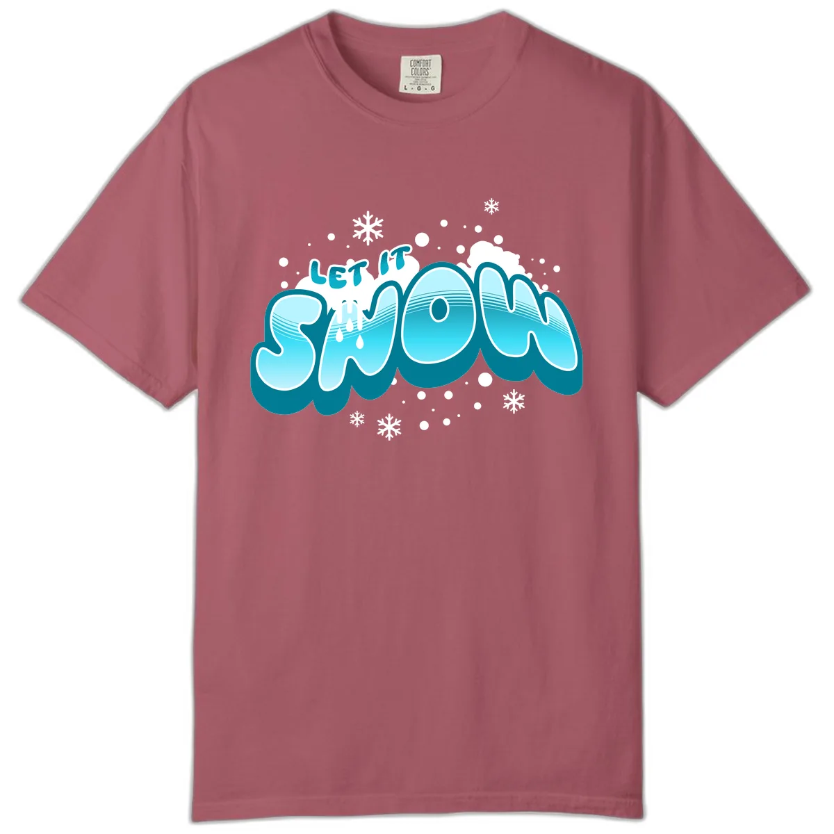 Let It Snow Holiday Typography Comfort Color in Crimson