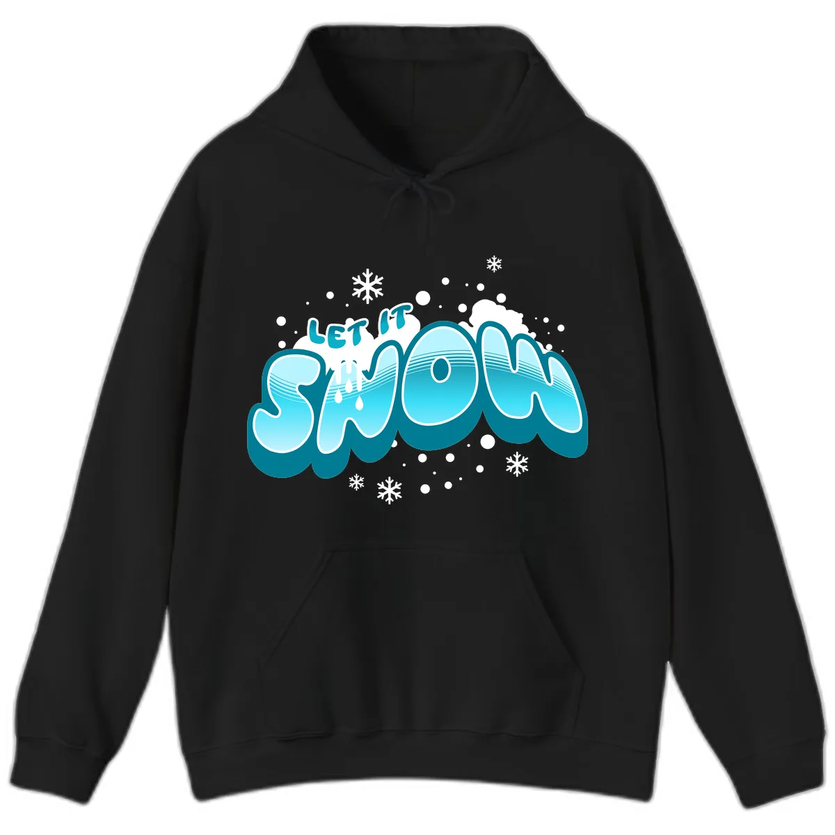 Let It Snow Holiday Typography Hoodie in Black