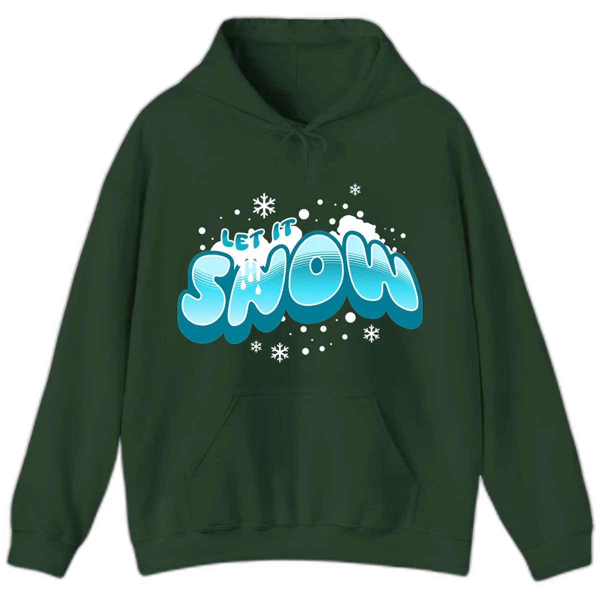 Let It Snow Holiday Typography Hoodie in Forest Green