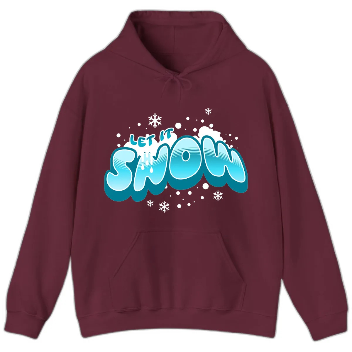 Let It Snow Holiday Typography Hoodie in Maroon