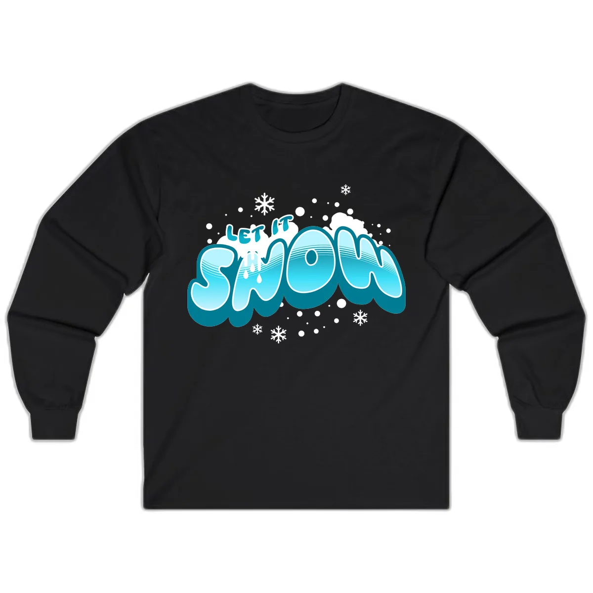 Let It Snow Holiday Typography Long Sleeve in Black