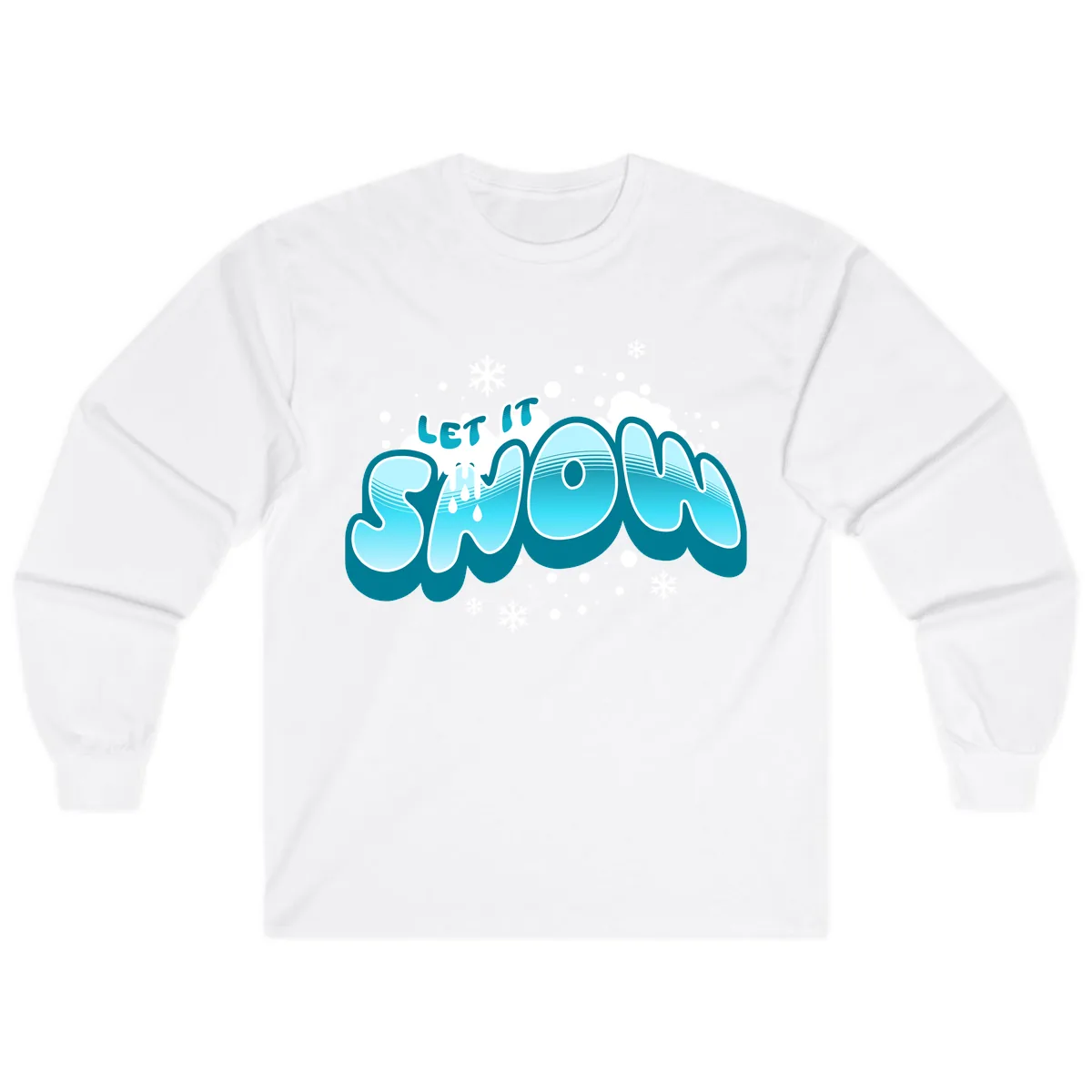 Let It Snow Holiday Typography Long Sleeve in White