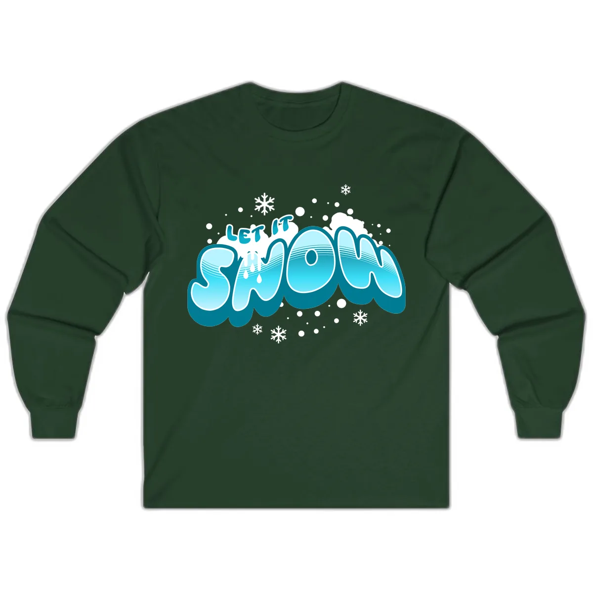 Let It Snow Holiday Typography Long Sleeve in Forest Green