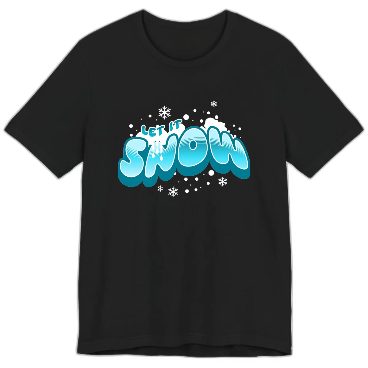 Let It Snow Holiday Typography Premium T-Shirt in Black
